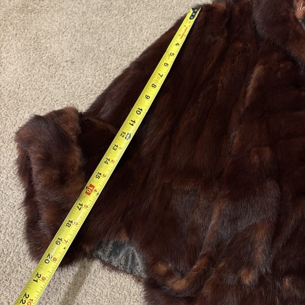 Vintage 1950s Bedell's Furs Mink Jacket Mahogany Brown Shawl Collar Coat - Picture 9 of 11